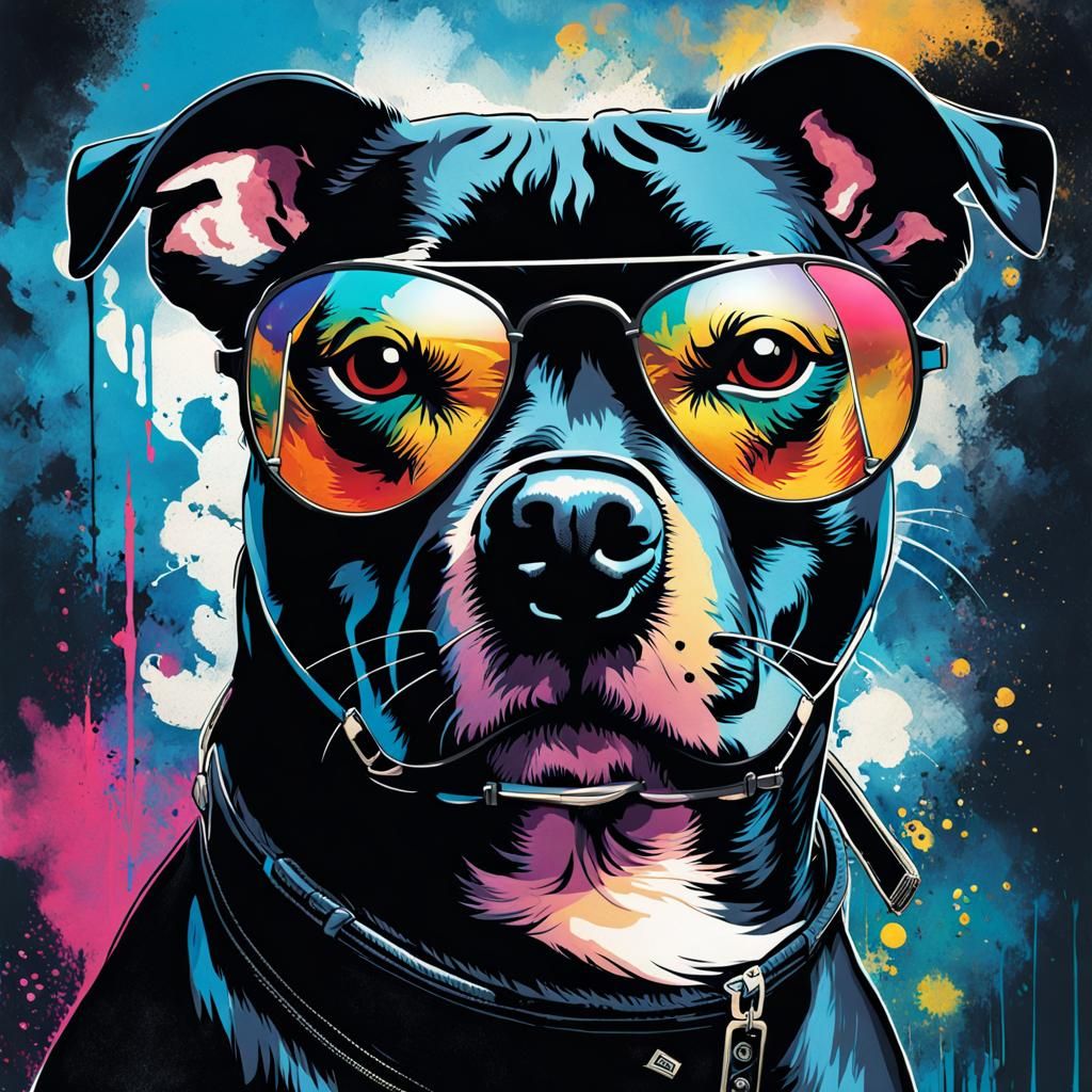 Surreal Bull Terrier Portrait as Splash Art