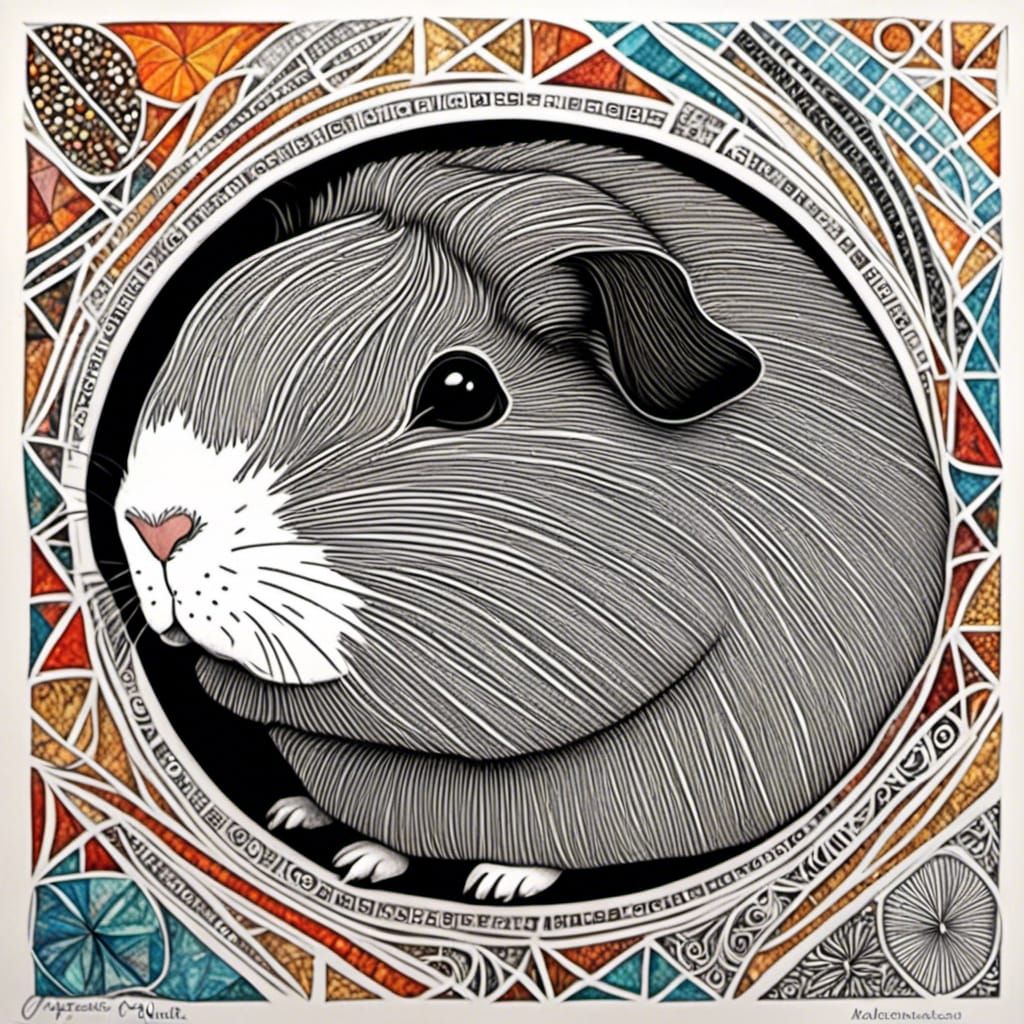 Guinea Pig in Zentangle Doodle Style