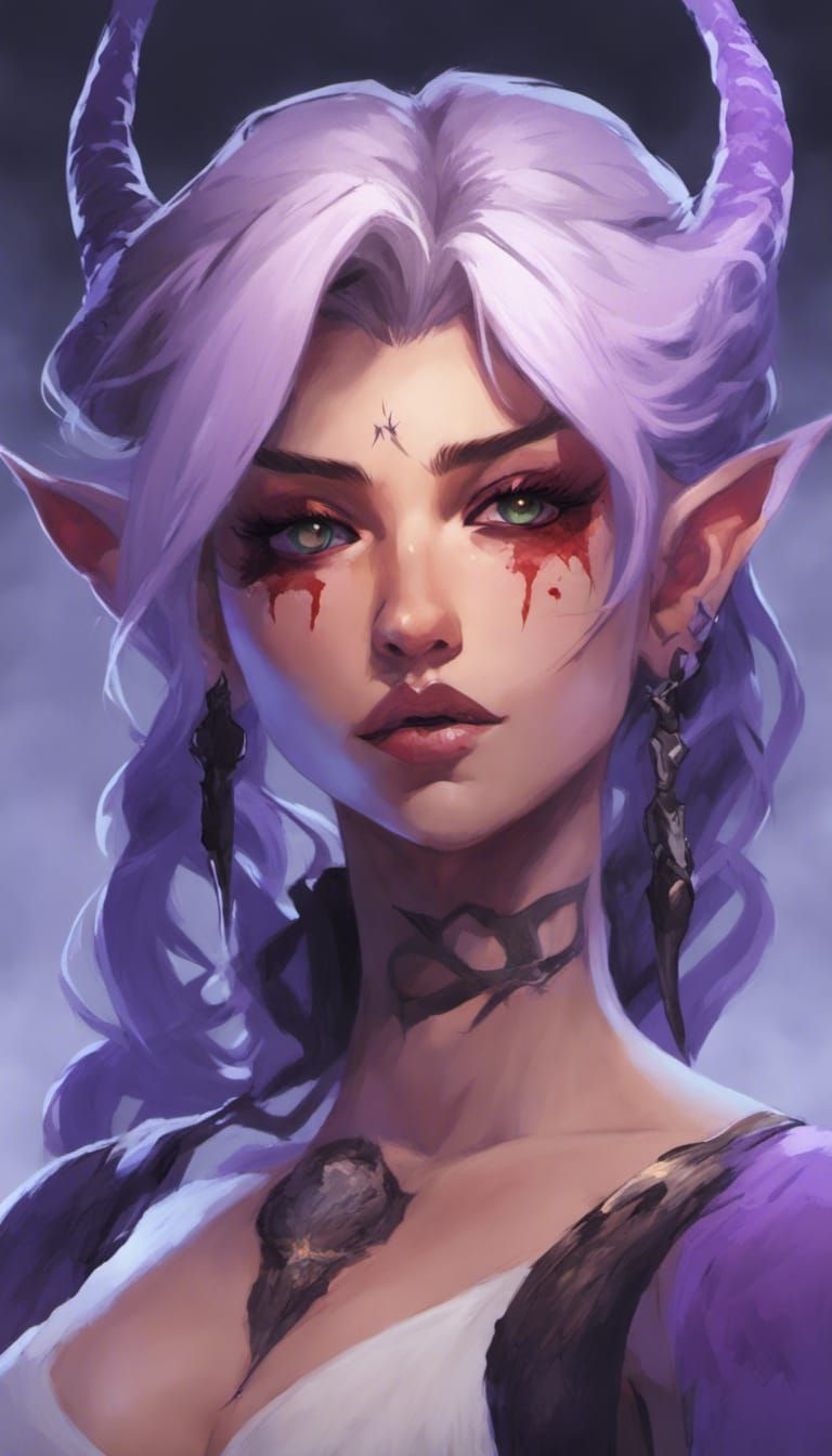 Anime Demoness Portrait in Comic Book Style