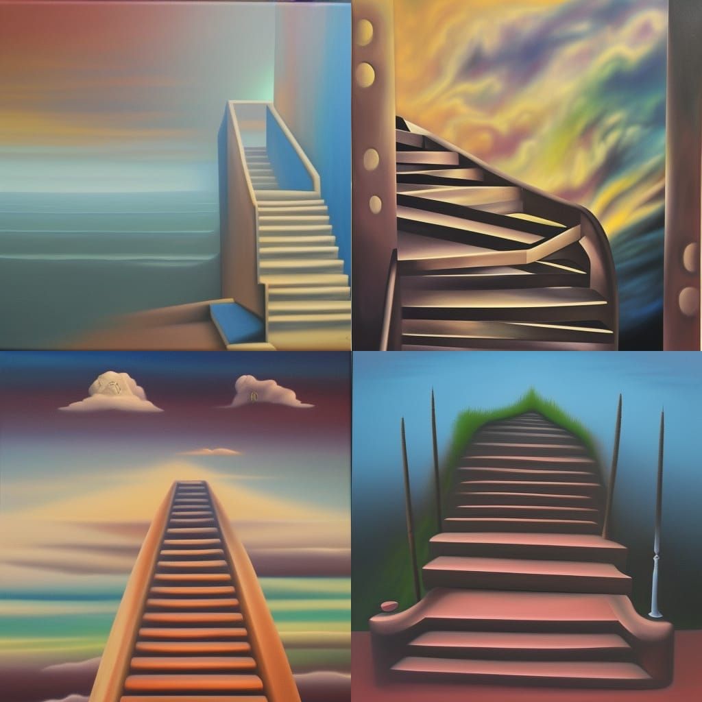 Surreal Stairs to Nowhere: Oil on Canvas