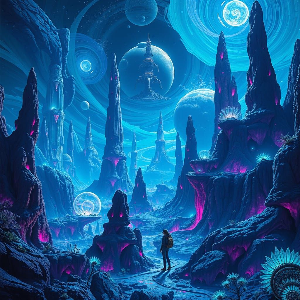 Bioluminescent Flora in a Sci-Fi Landscape