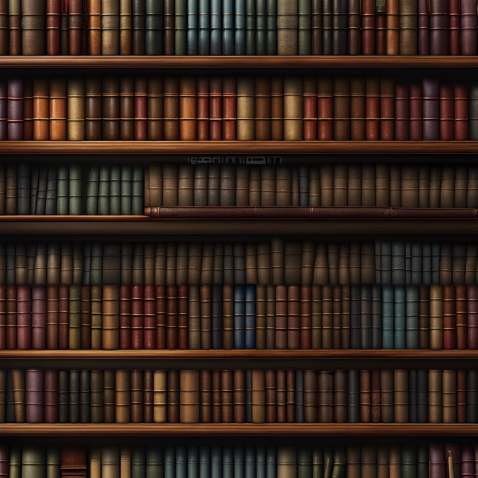 Detailed Bookshelf with Leather-Bound Books in High Resoluti...