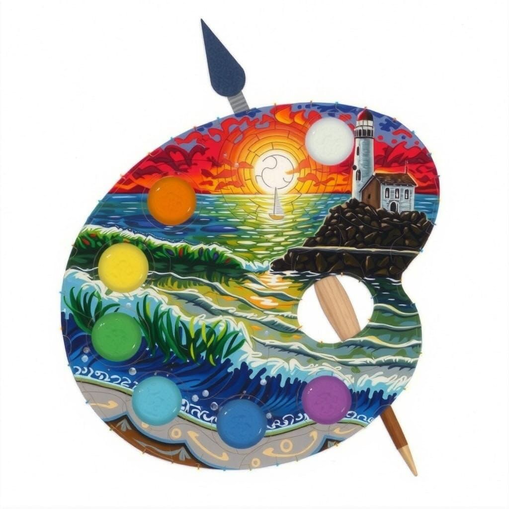 Charming Pier Village Scene with Sailboats