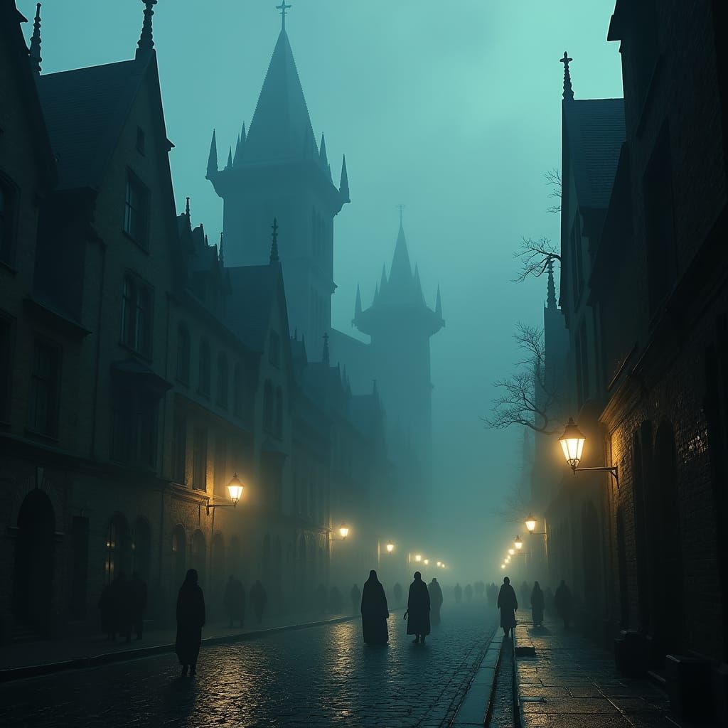 Mystical Gothic Metropolis in Eternal Twilight