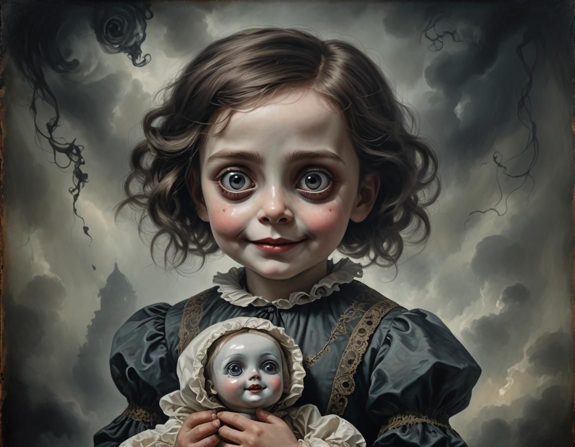 Haunting Victorian Child Portrait in Hyper-Realistic Style