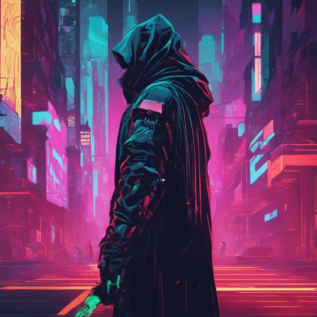Jedi Knight in Cyberpunk City: Pop Art Screen Print