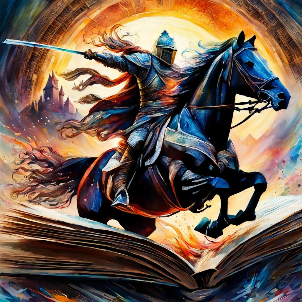 Knights Journey from Book: Digital Watercolor Art