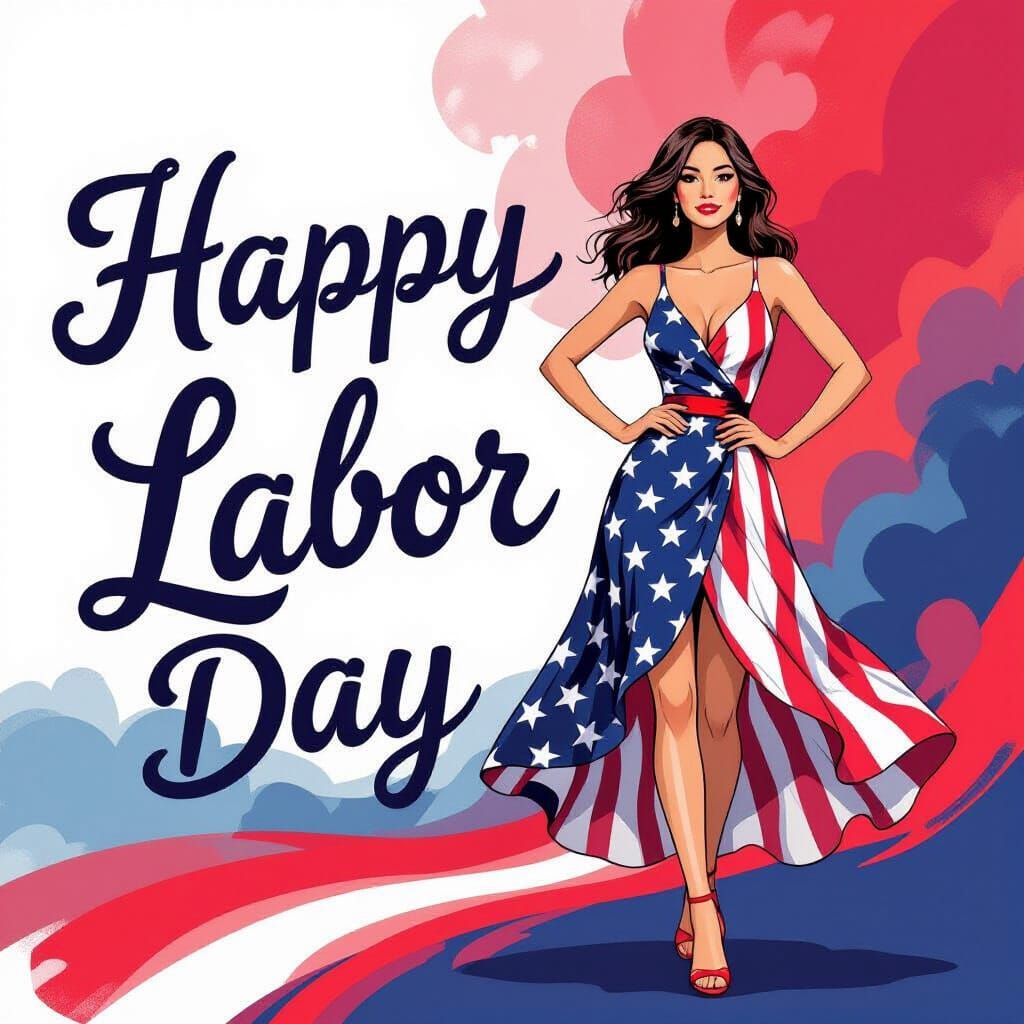Patriotic Woman Celebrates Labor Day