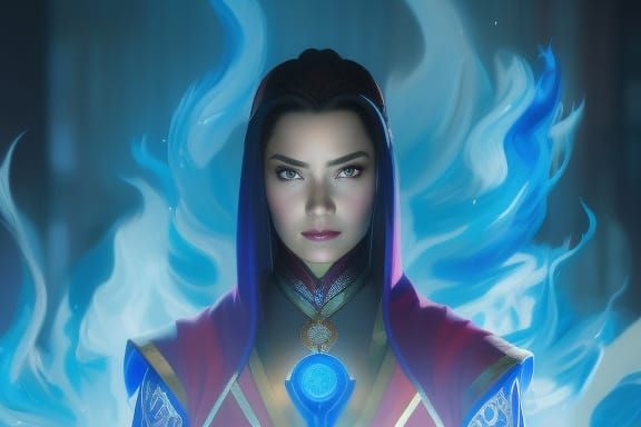 Princess Azula in Flames: Hyperdetailed Art Nouveau Portrait