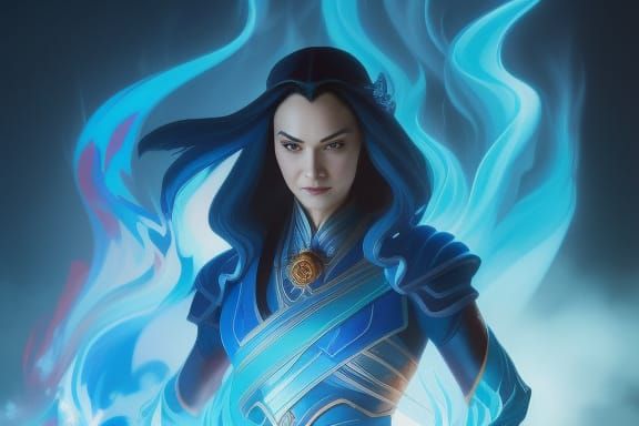 Princess Azula in Blue Flames: Hyperdetailed Portrait