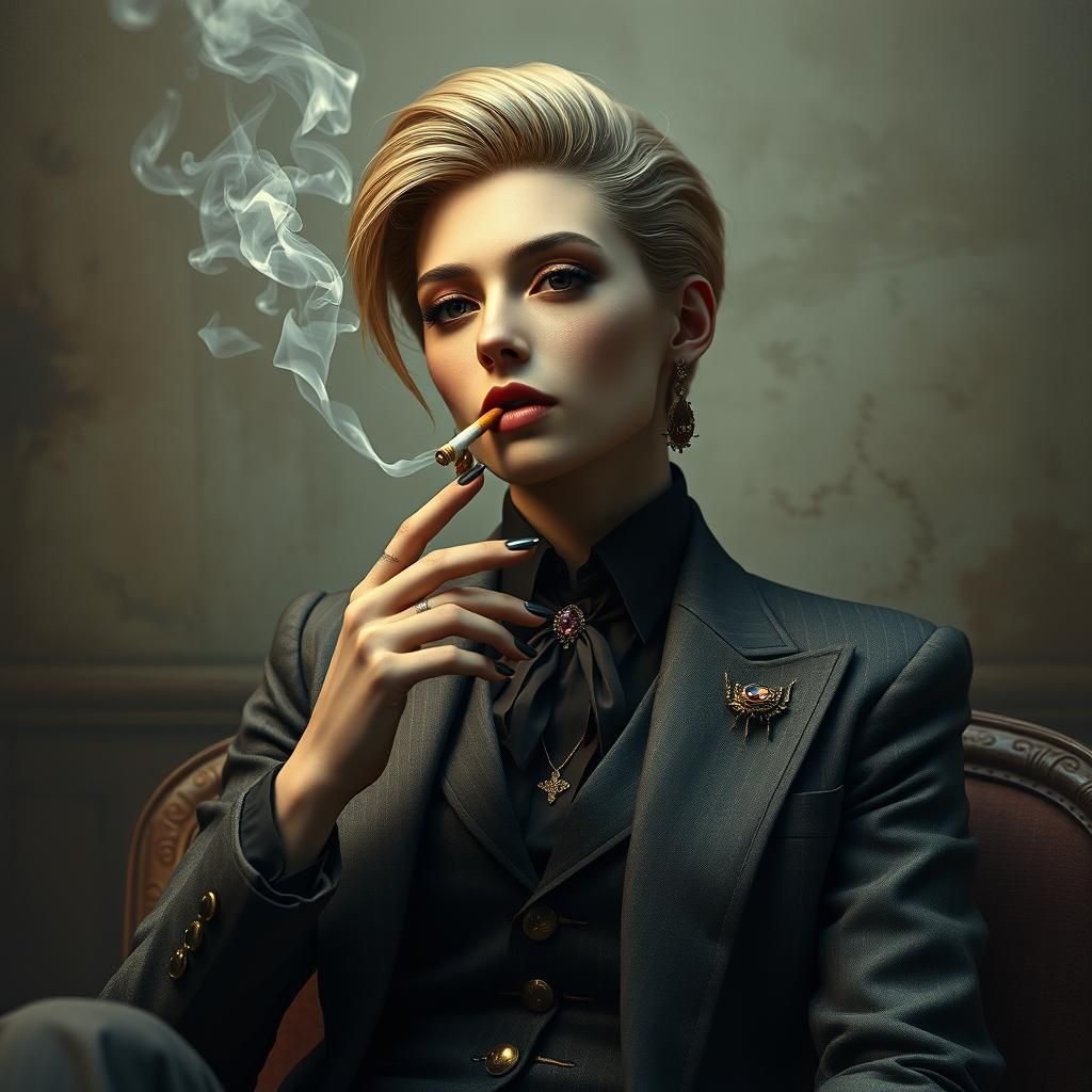 Mystical Woman Smoking: Photorealistic Digital Art