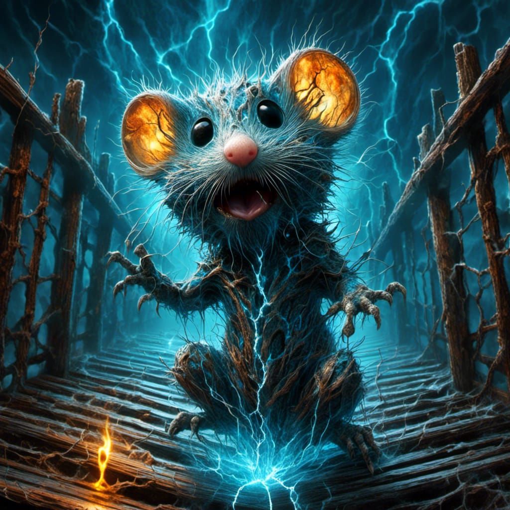 Screaming Mouse in Surrealist Expressionist Style