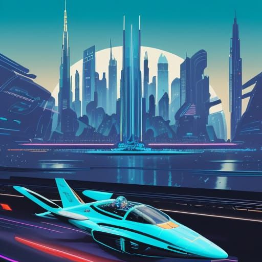 Retro-Futuristic Metropolis in Art Deco Style