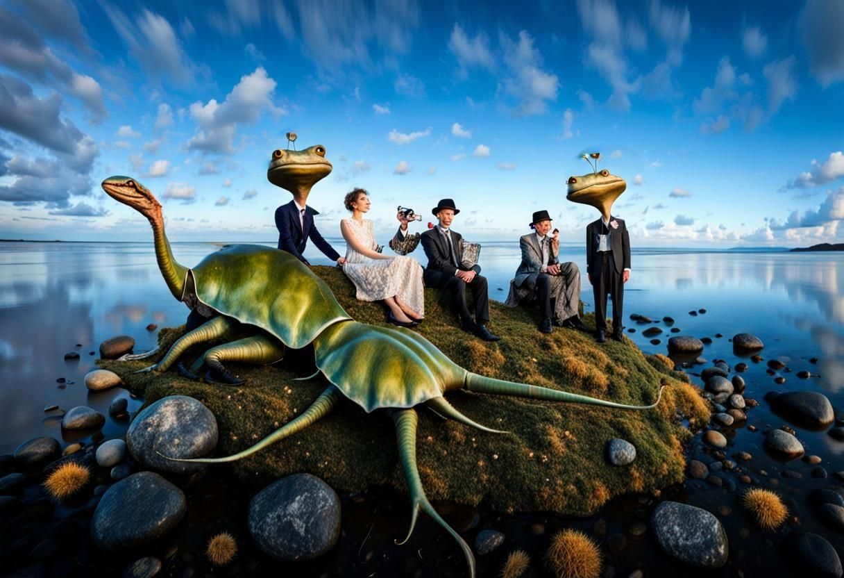 Surreal Alien Restaurant Celebration in Hyperreal Photograph...