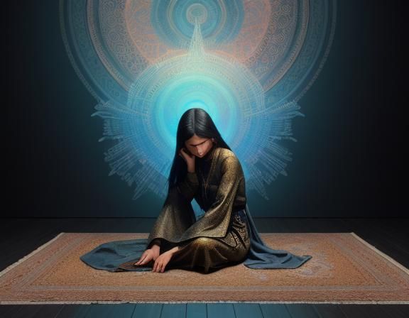 Ethereal Meditation: Surreal Figures in Dreamlike Hues