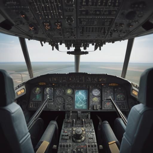 Aircraft Cockpit View with Flying Saucer