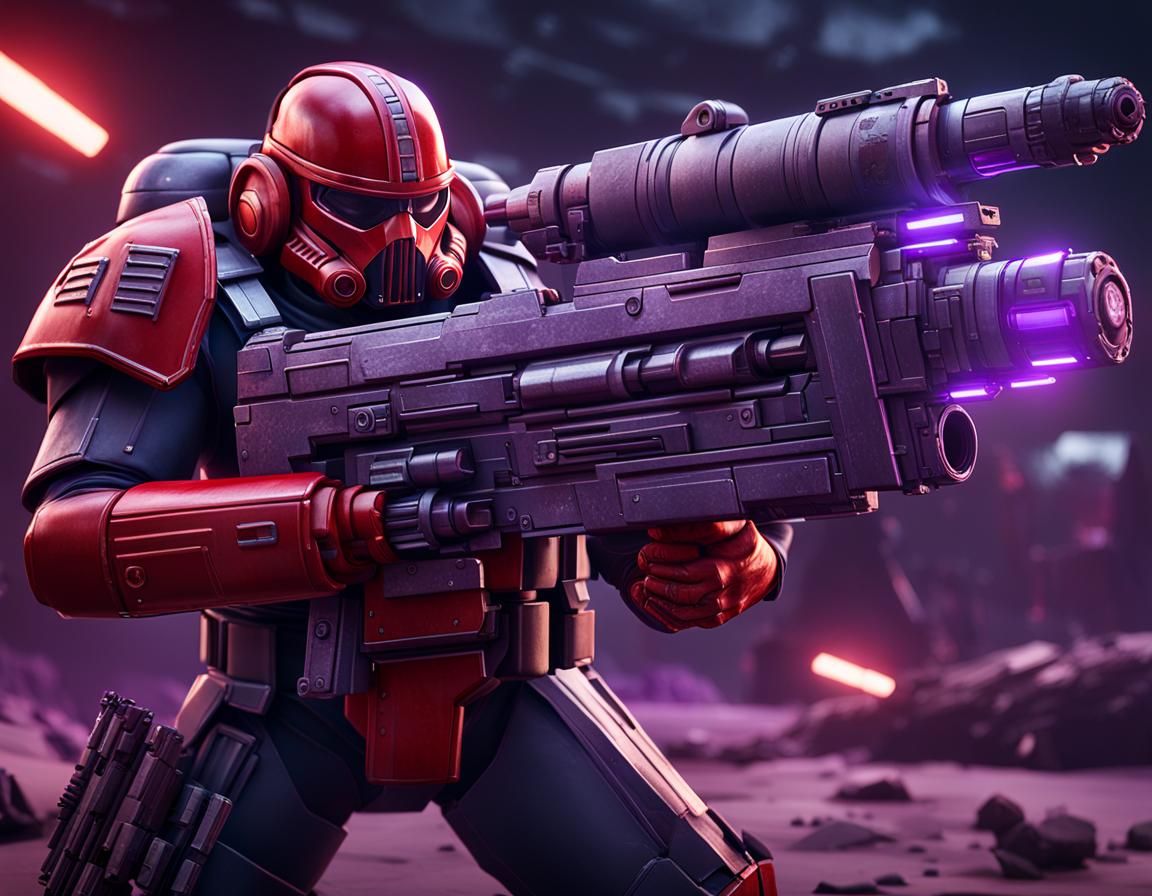 Space Marine with Blaster Rifle in Cinematic 3D