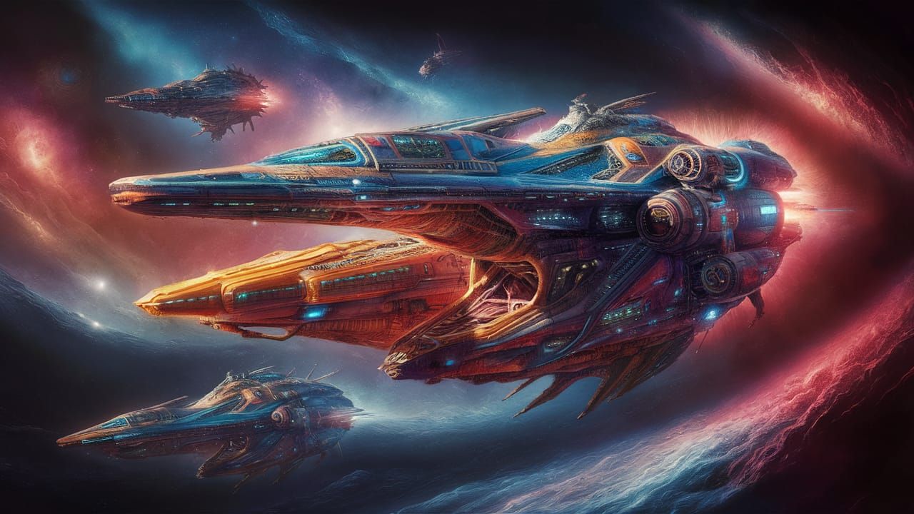 Futuristic Extraterrestrial Spaceships in Cosmic Concept Art