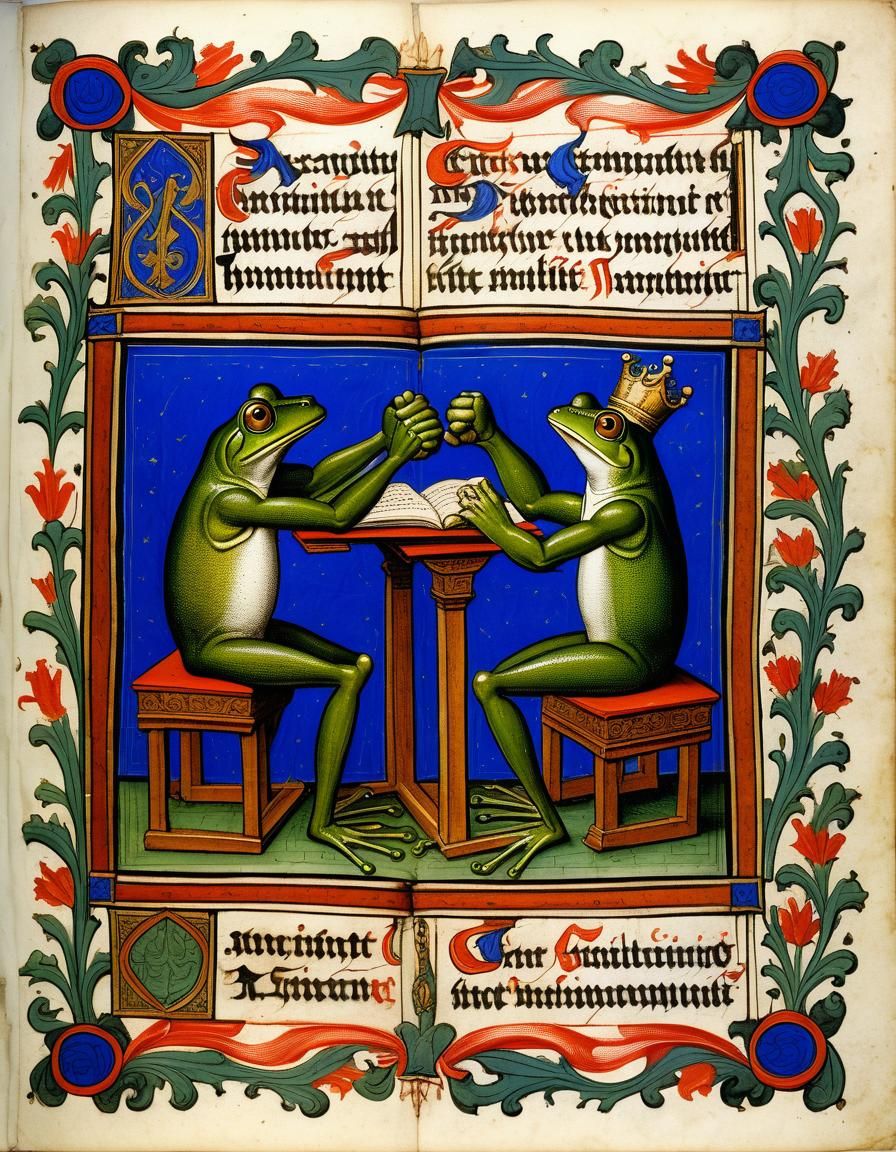 Medieval Manuscript: Frogs Arm Wrestling Poem