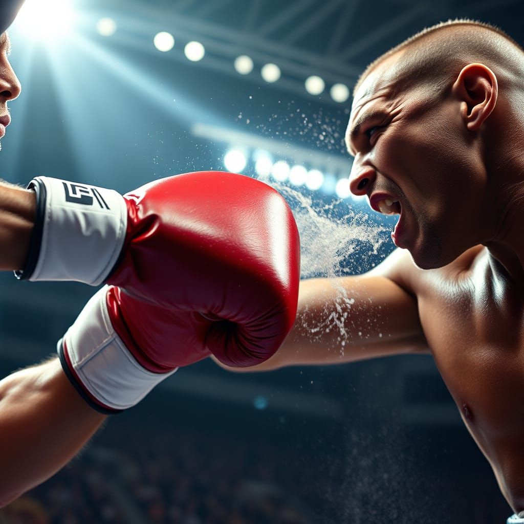Boxing Knockout in Slow Motion, Ultra-realistic Detail