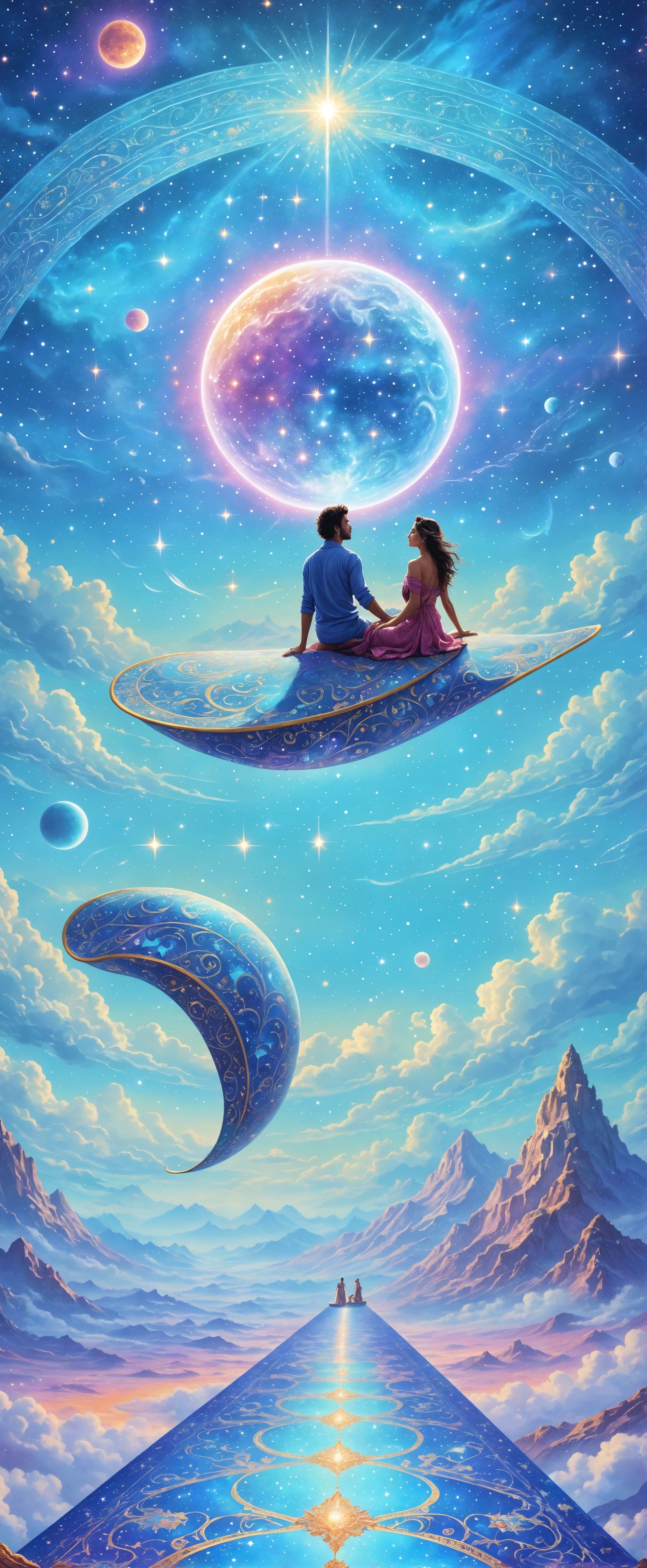 Astral Cosmic Illustration in Holographic Style