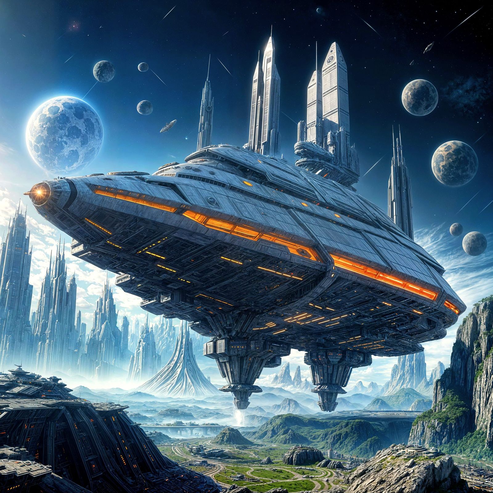 Majestic Spaceship Docks at Asteroid City