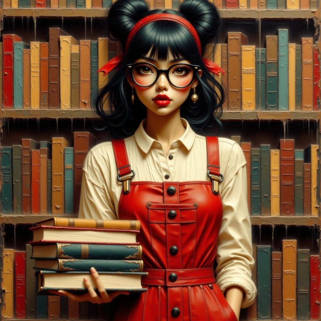 Bookish Chic Librarian in 70s Retro Style