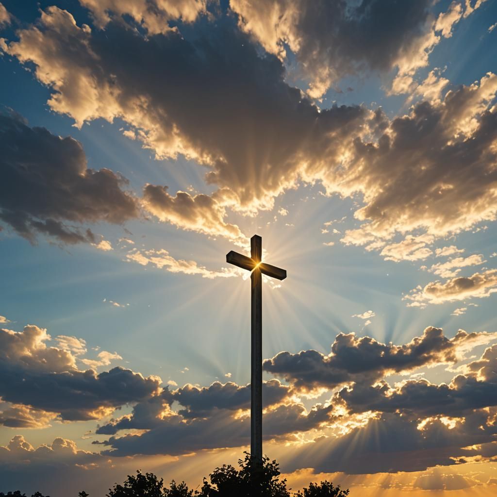 Golden Cross in Heavenly Morning Light