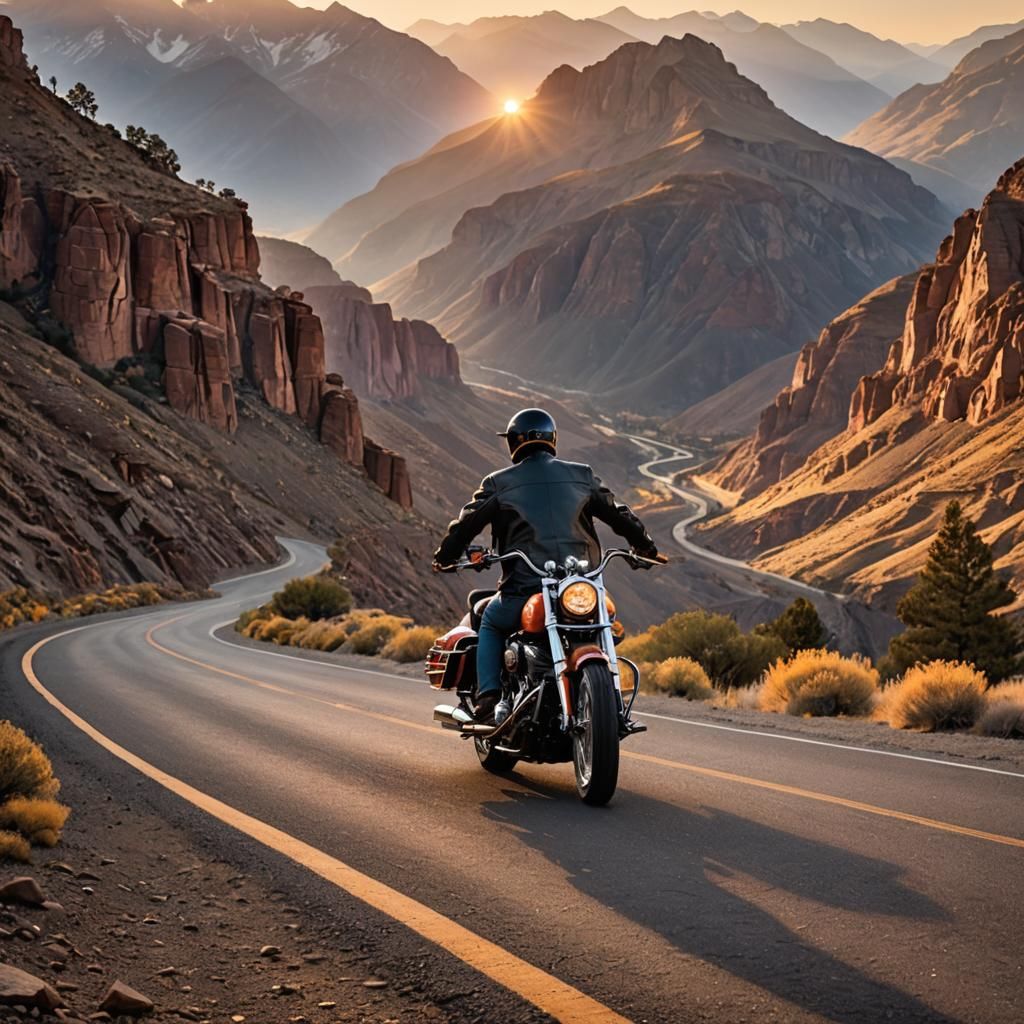 Chopper Motorcycle at Sunrise: Cinematic Film Still