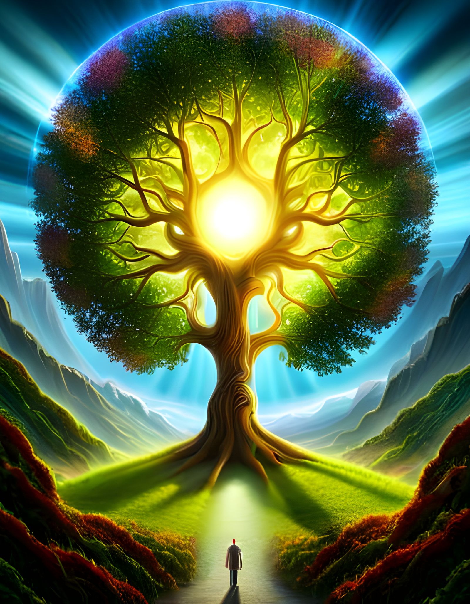 Colorful Tree of Life with Mandala Patterns