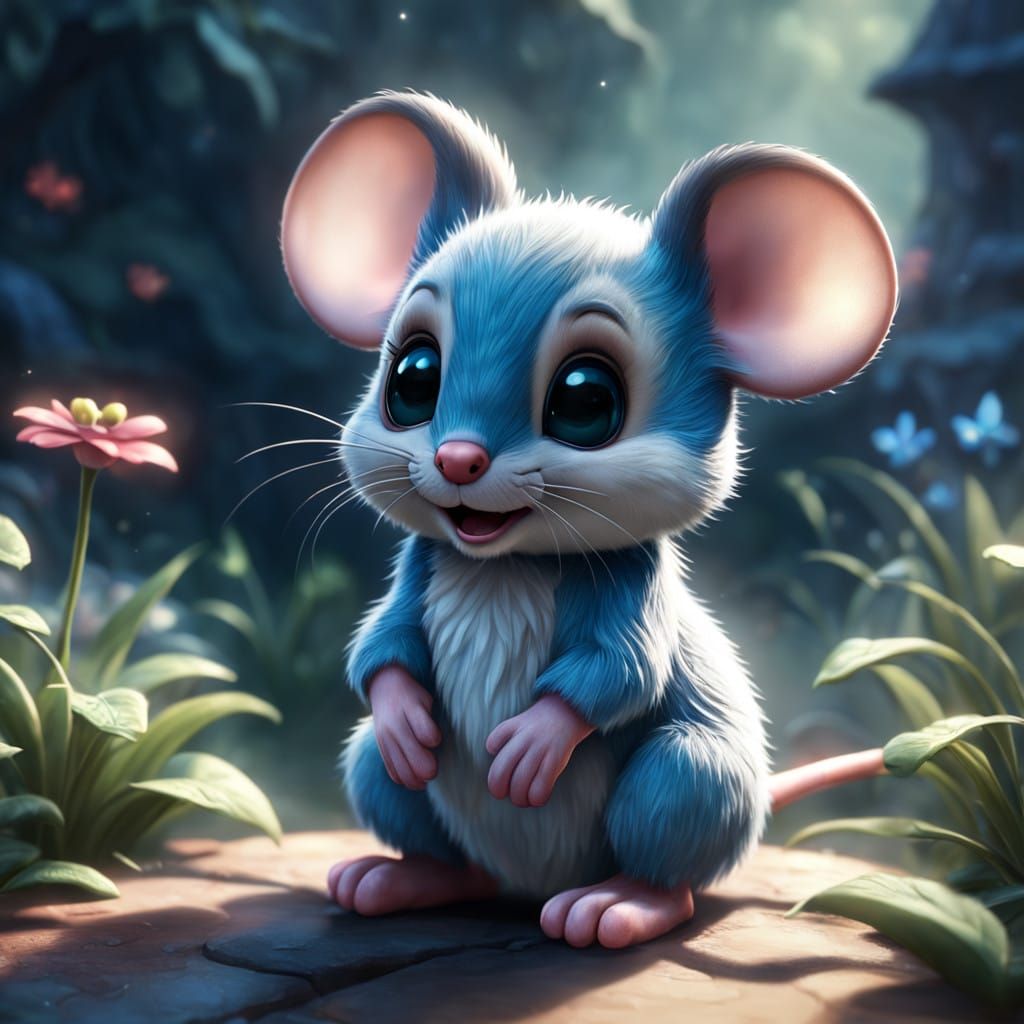 Whimsical Miniature Mouse in Enchanting Ethereal Landscape