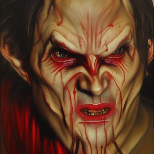 Vampire-Human Hybrid in Oil Painting Style