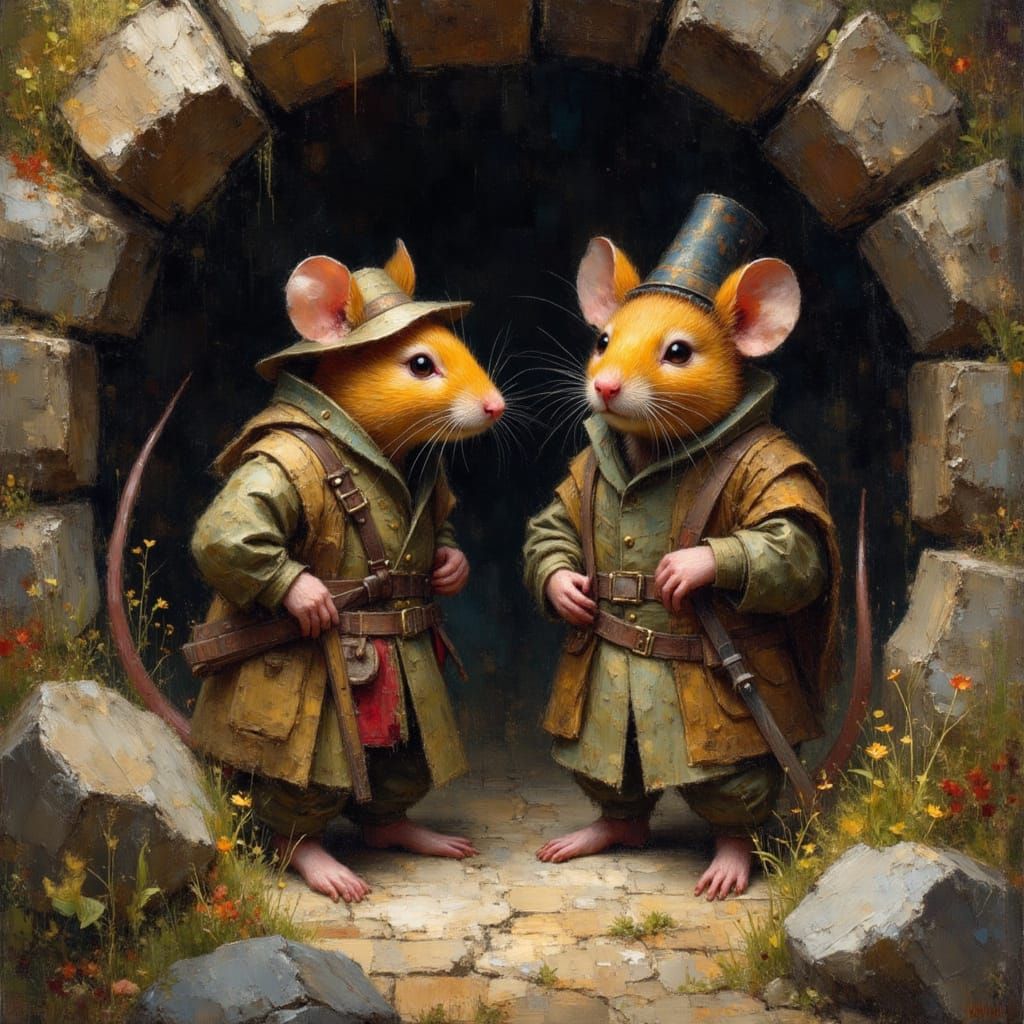 Anthropomorphic Mice Explorers Embark on Adventure
