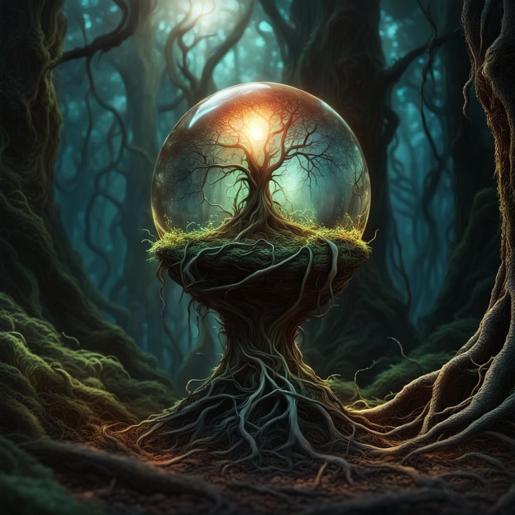Mystical Seed in Fantasy Forest: Hyperrealistic Art