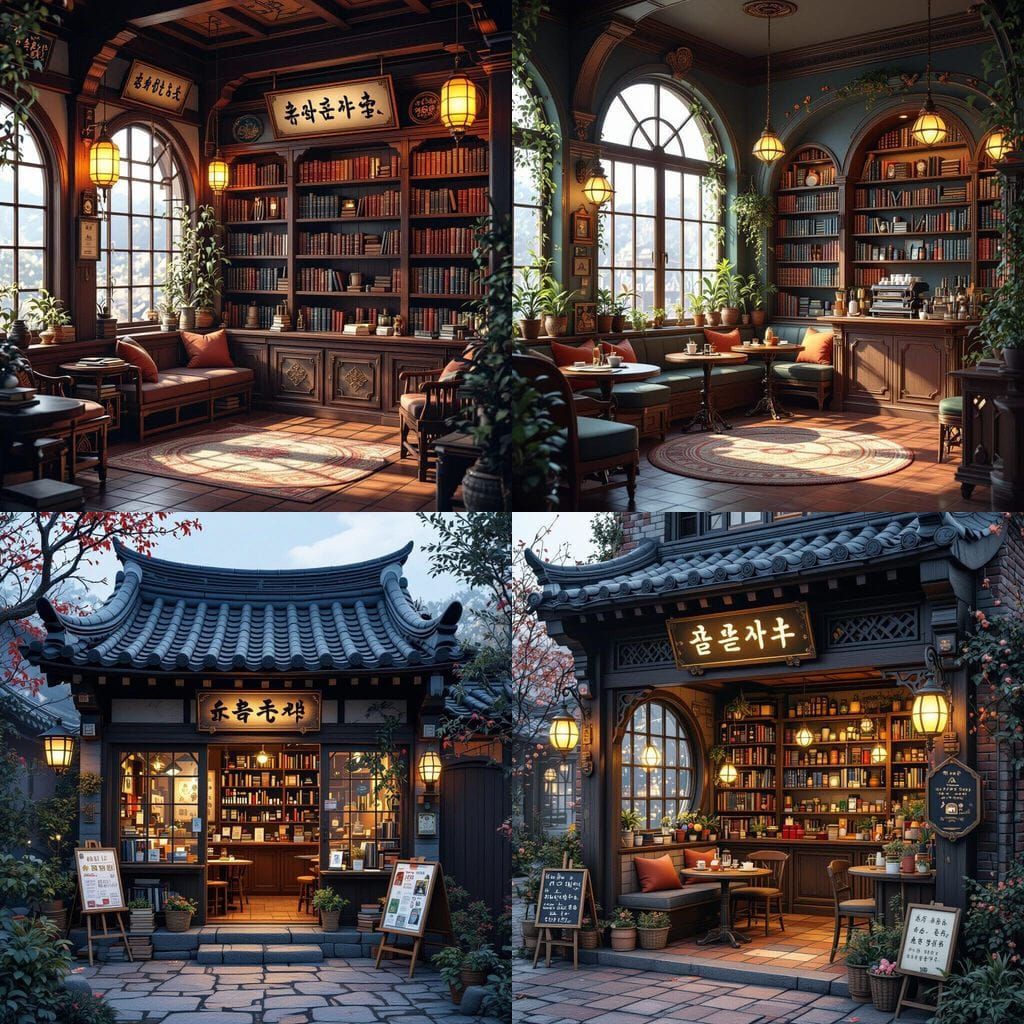 Magical Korean Cafe With Mini Library