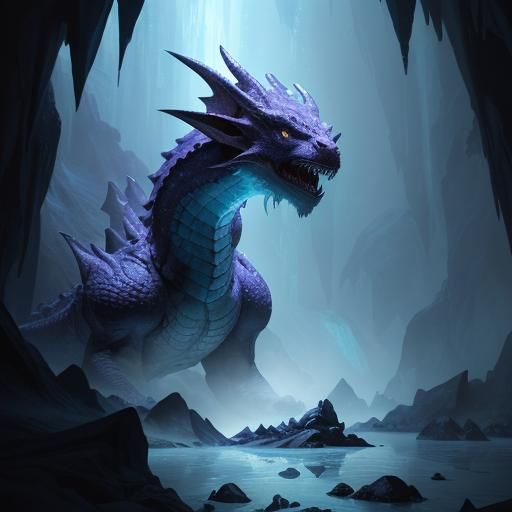 Ice Dragon in Frozen Cave: Dark Fantasy Art
