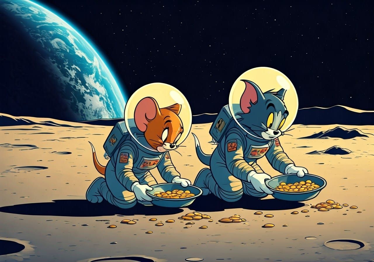 Tom and Jerry Pan for Gold on the Moon