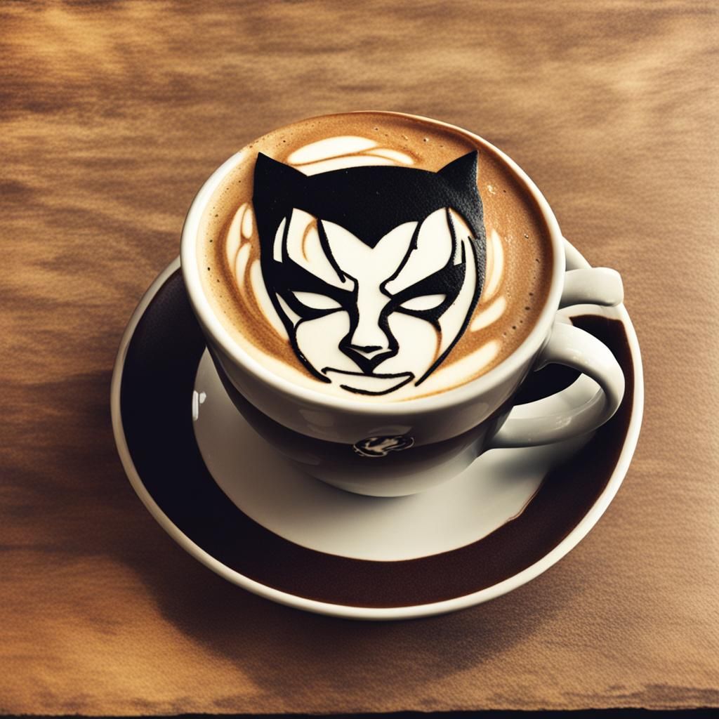 Catwoman Latte Art Coffee Design