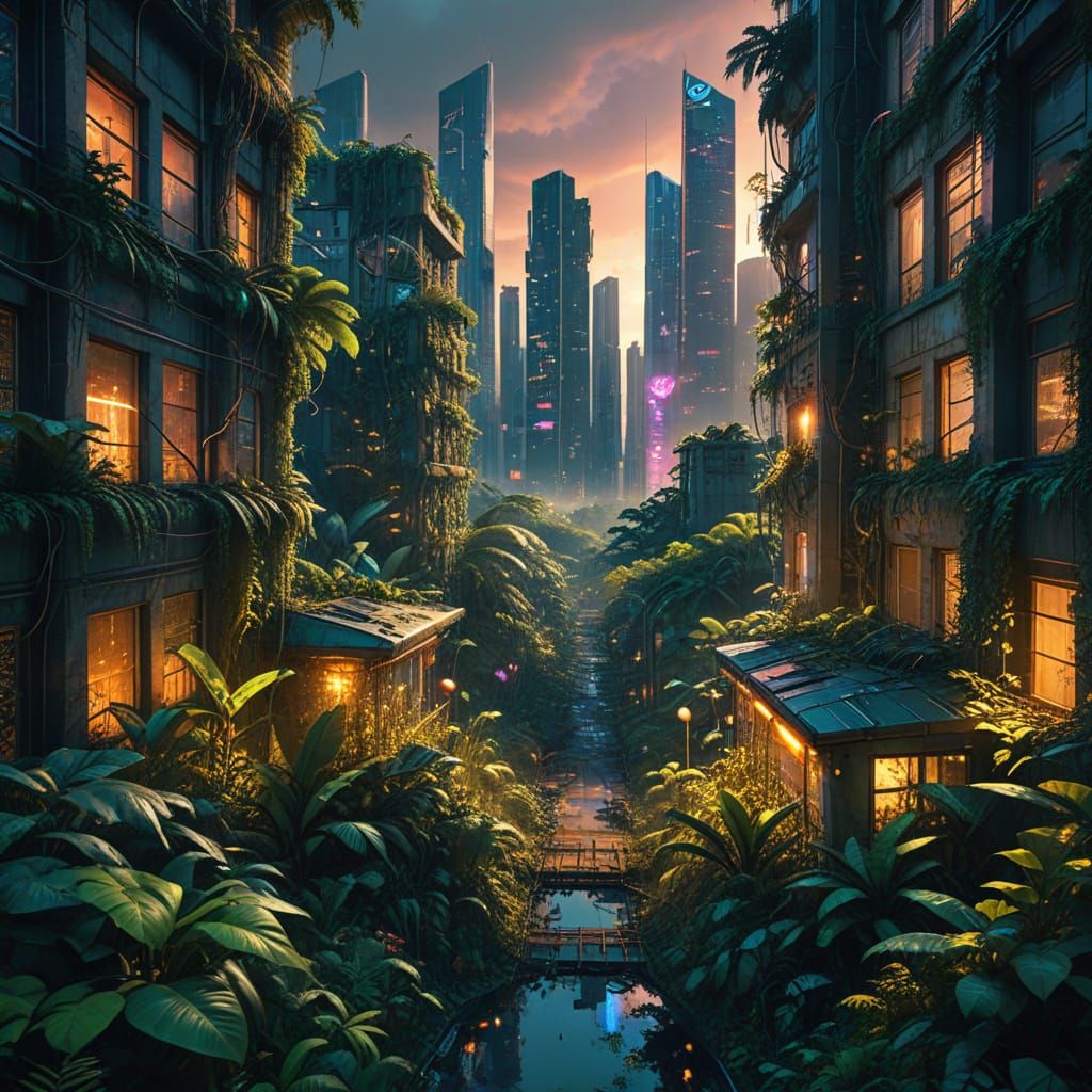 Urban Jungle: Nature Reclaims the City in Digital Art