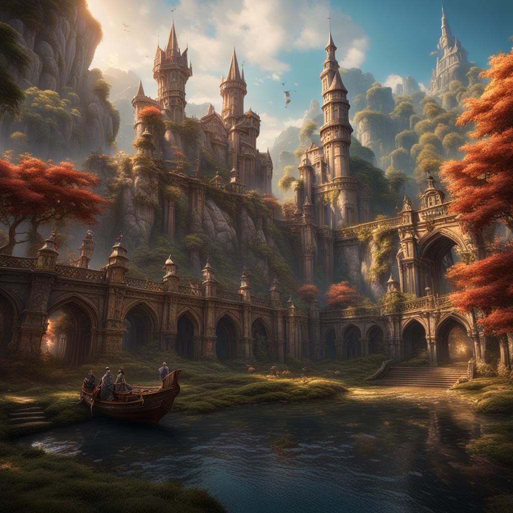 Detailed Historical Romance Background in Matte Painting Sty...
