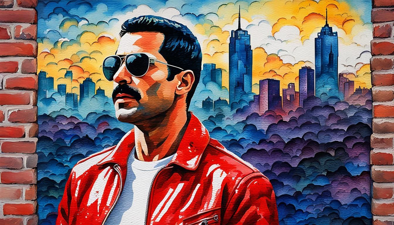 Freddie Mercury Pop Art Watercolor Portrait