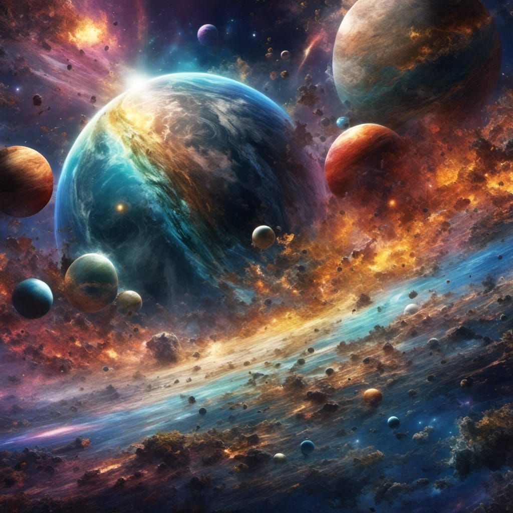 Planetary Collision with Rainbows in Hyperreal Space