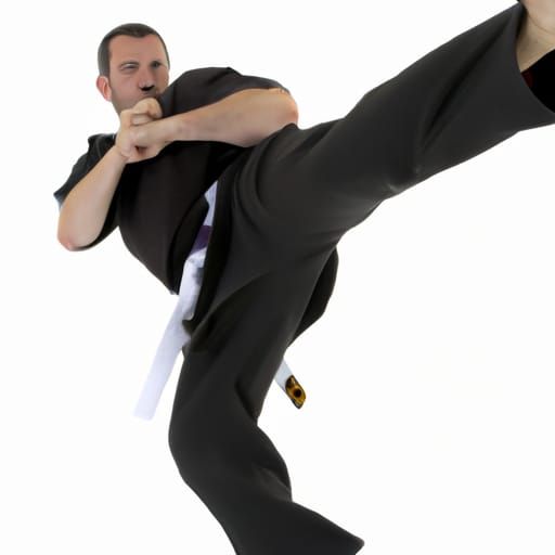 Martial Artist Performing a High Kick