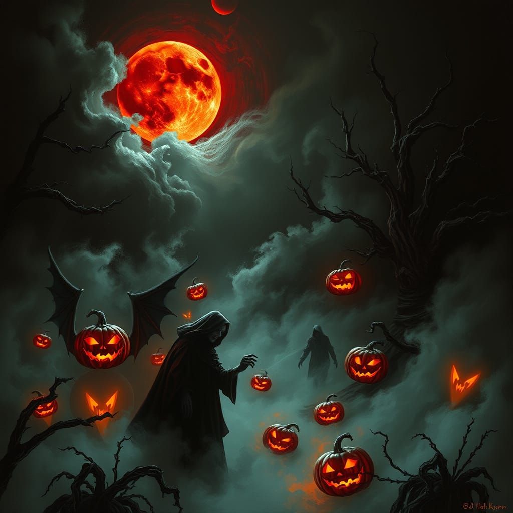 Macabre Halloween Scene in Gothic Style