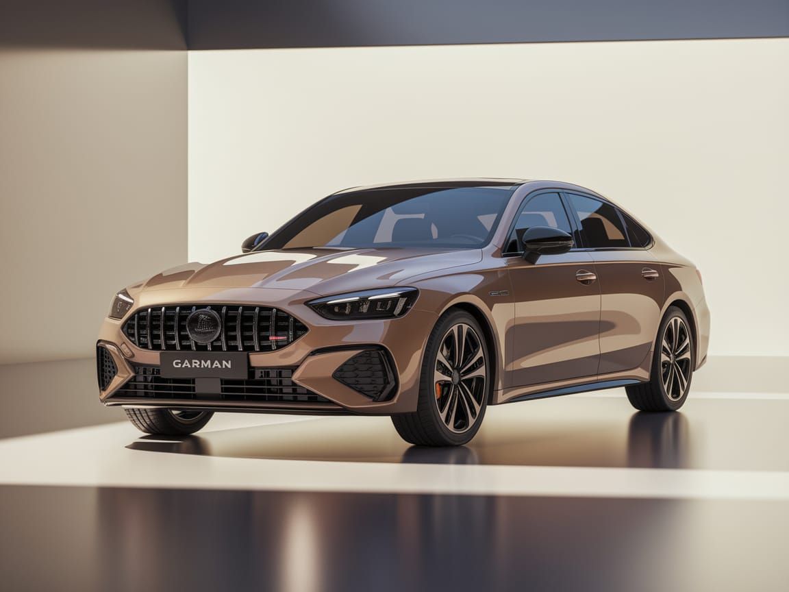 Modern Garman Luxury Sedan in Champagne Metallic