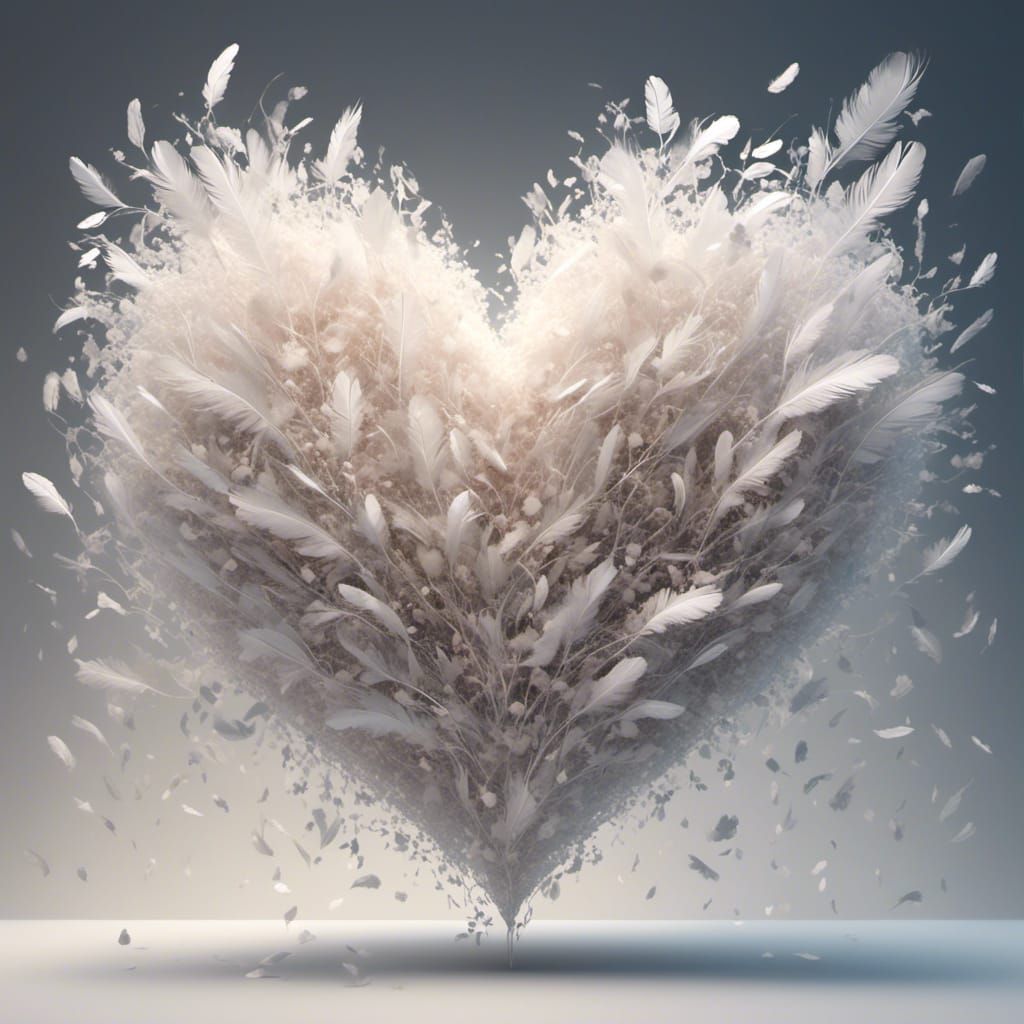Ethereal Feather Heart in Twilight