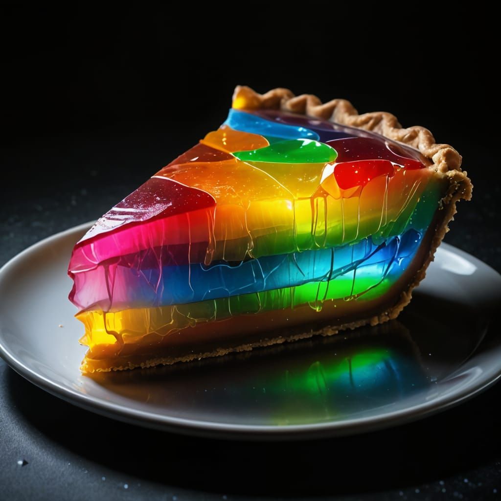 Vibrant Rainbow Pie Illuminates Dark Space