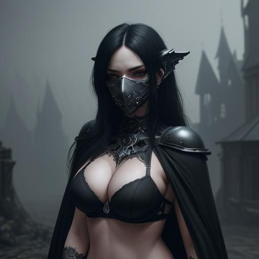 Gothic Woman with Wine Cup in Dark Castle