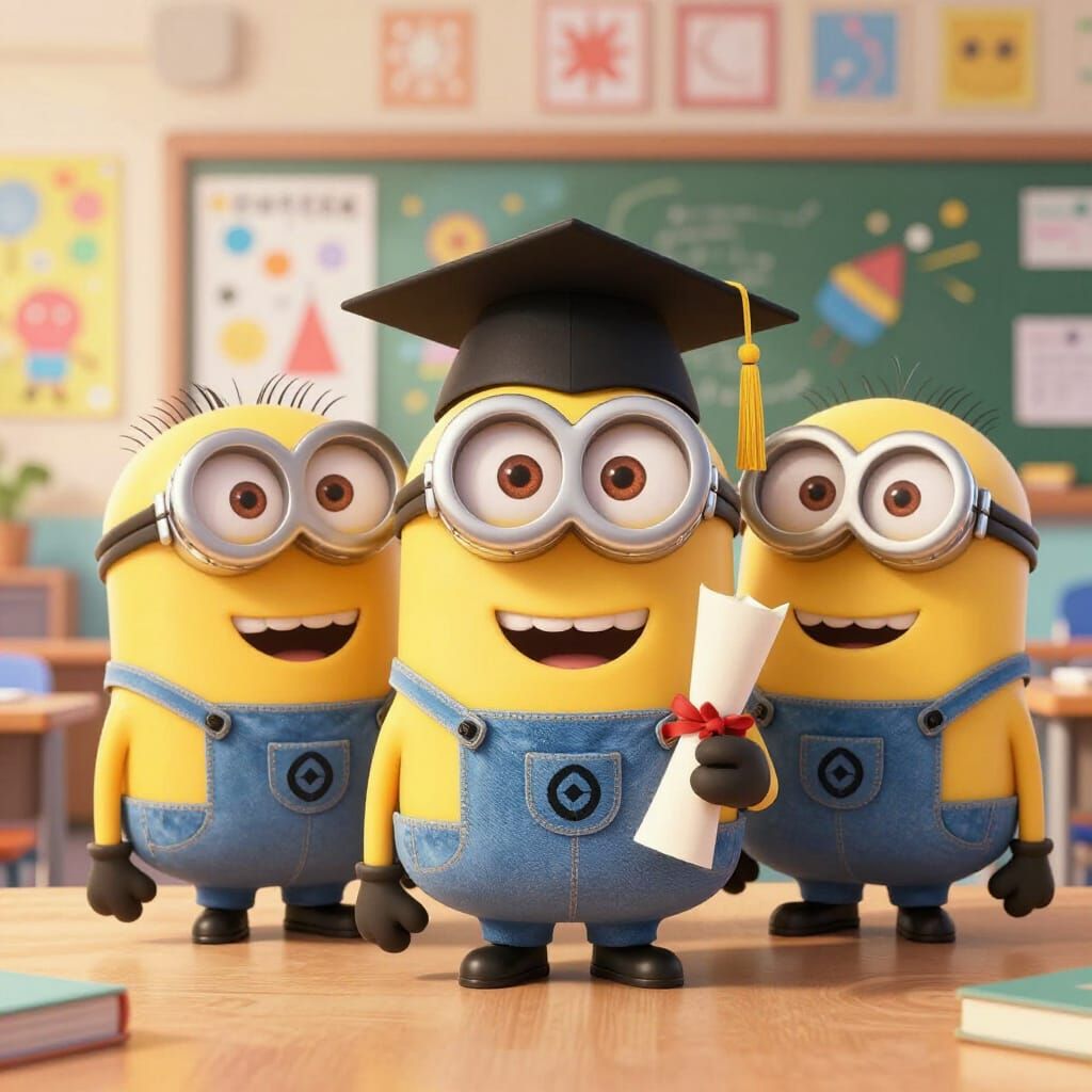 Minions Celebrate Graduation in Pixar Animation Style