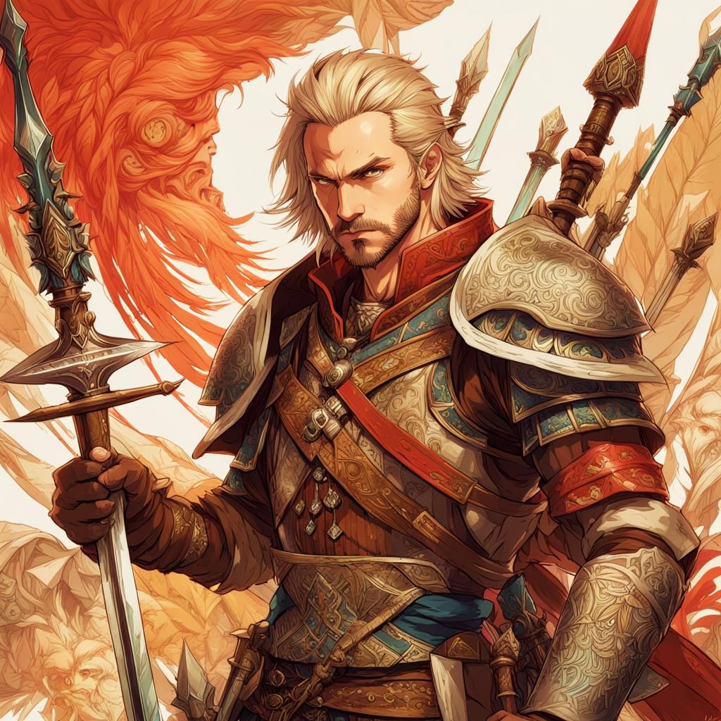 Basch Surrounded by Spears: Digital Art Illustration